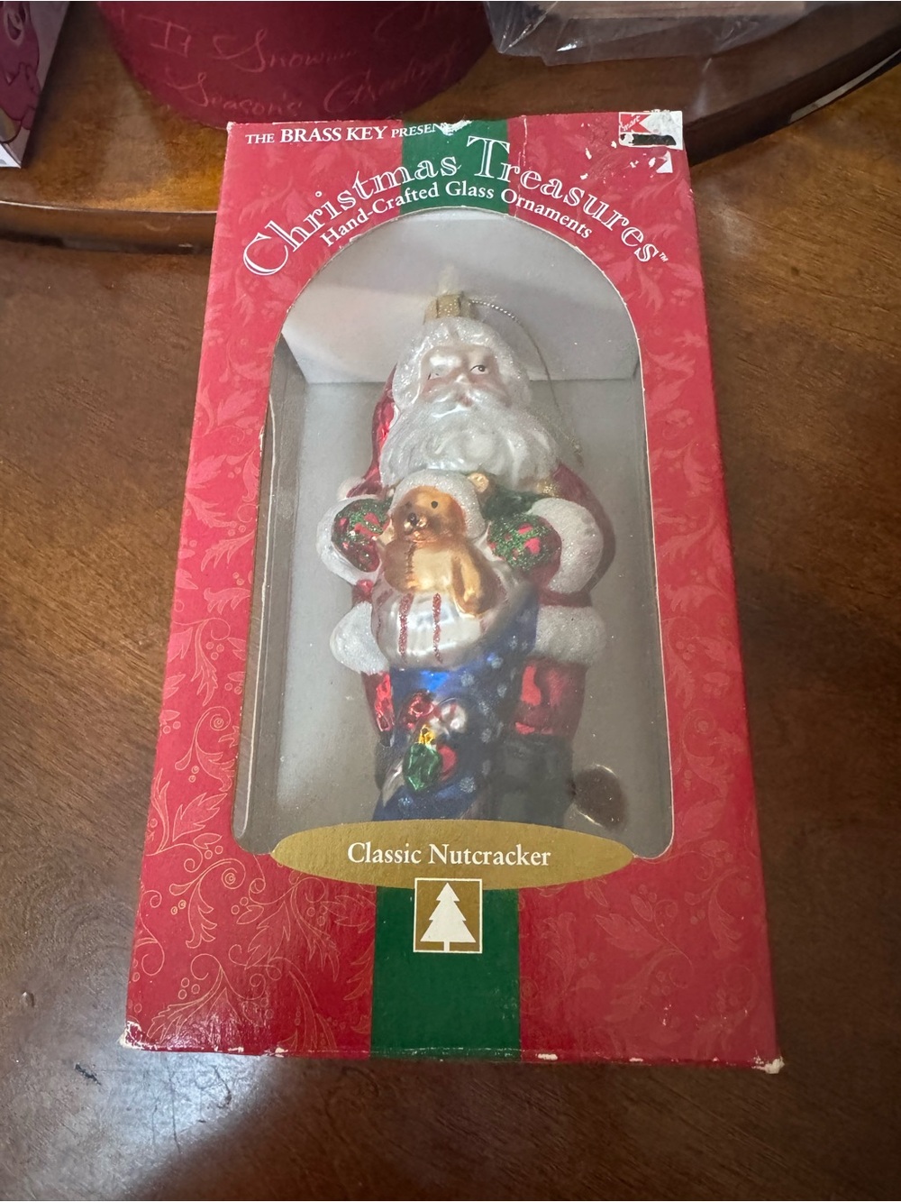 Vtg Christmas Treasures Blown Glass Santa Clause or Snowman Ornament in Box